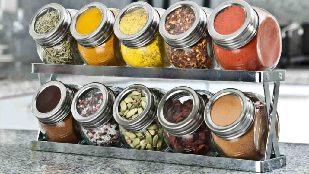 etajera raft organizator condimente suport recipient legenda casei